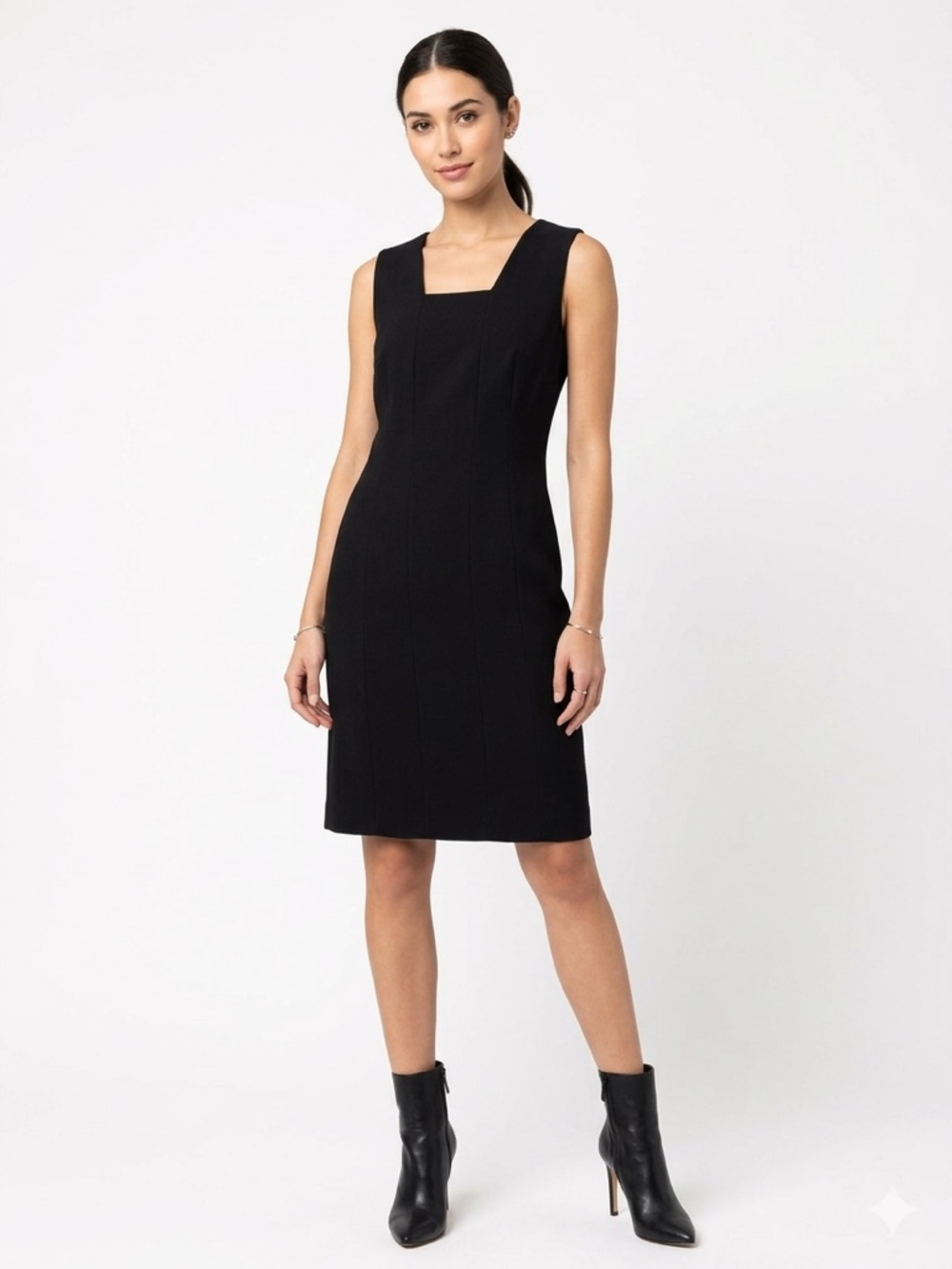 Akris Punto Black Wool Sheath Dress Size 6 Office Minimalist Old Money Heritage